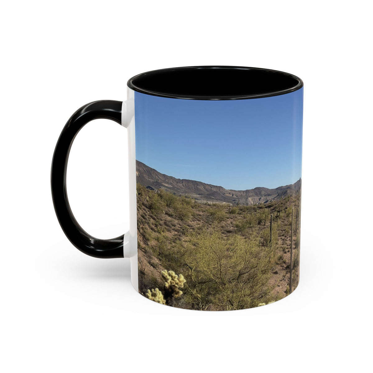 Desert Vista Accent Coffee Mug — Arizona Saguaro Landscape (11/15oz)
