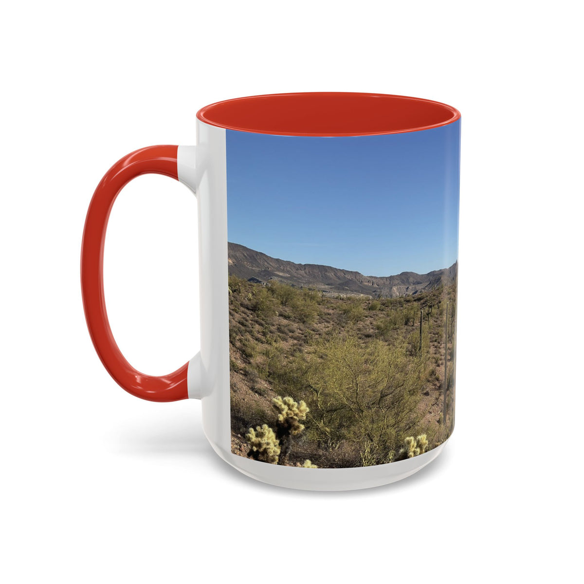 Desert Vista Accent Coffee Mug — Arizona Saguaro Landscape (11/15oz)
