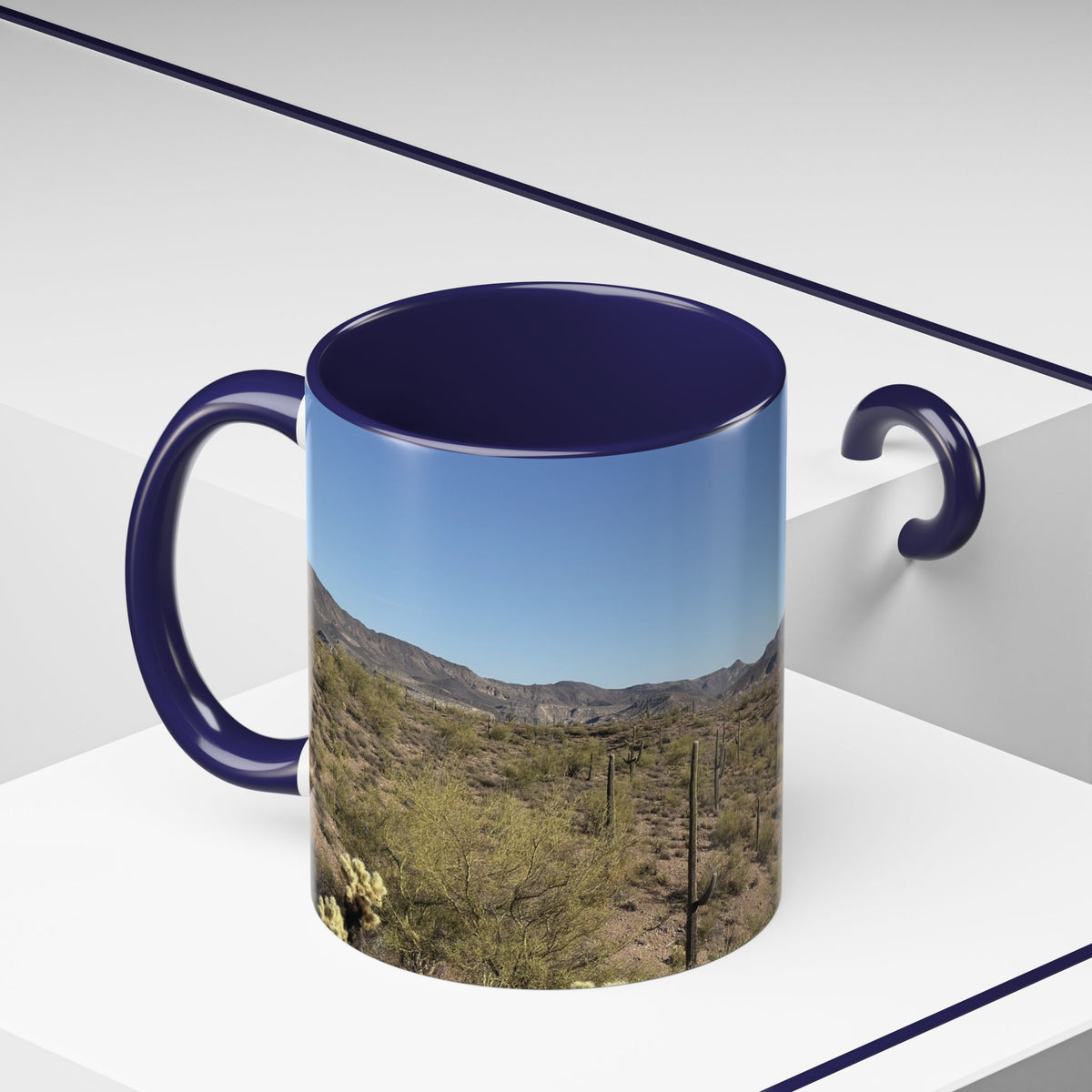 Desert Vista Accent Coffee Mug — Arizona Saguaro Landscape (11/15oz)