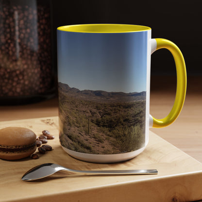 Desert Vista Accent Coffee Mug — Arizona Saguaro Landscape (11/15oz)
