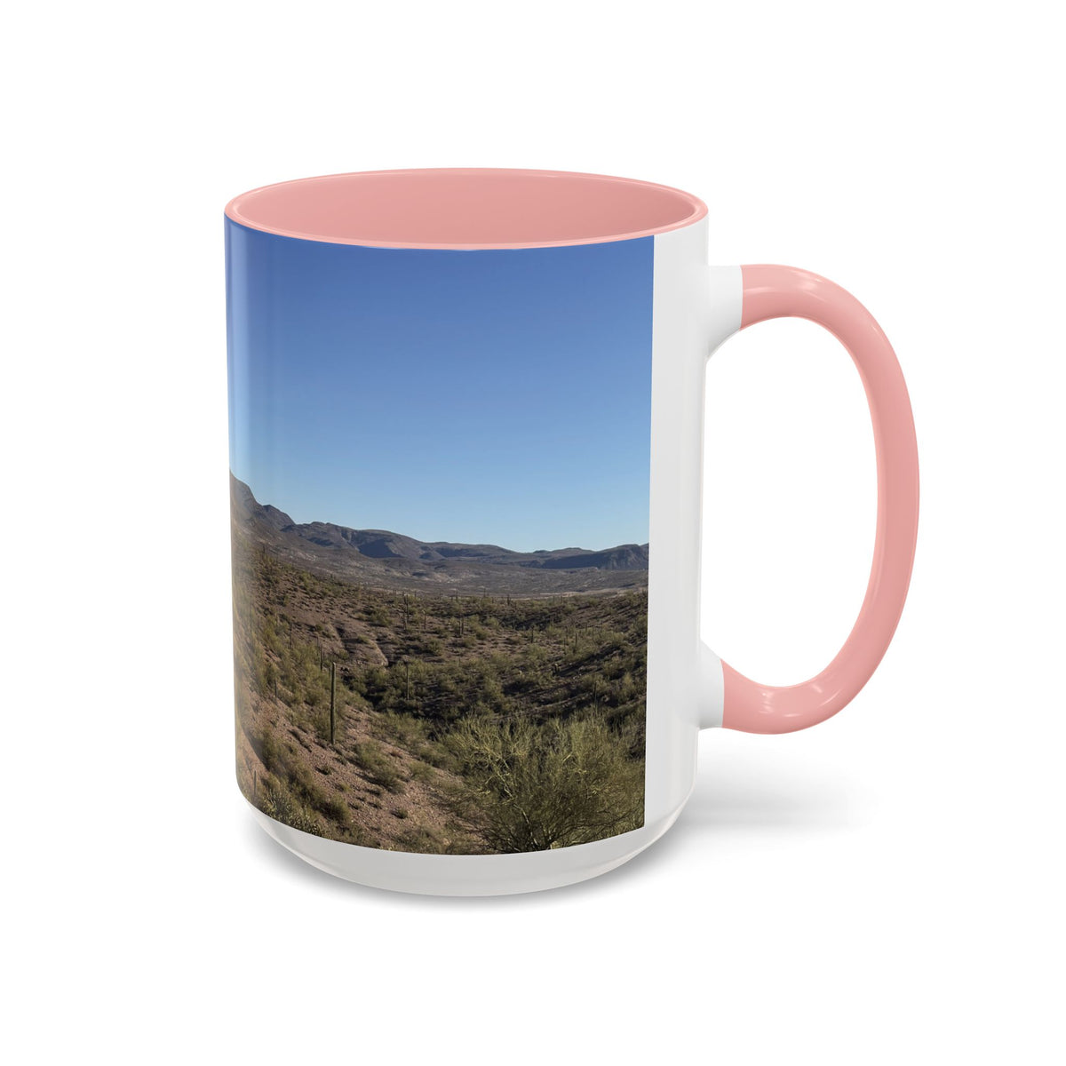 Desert Vista Accent Coffee Mug — Arizona Saguaro Landscape (11/15oz)