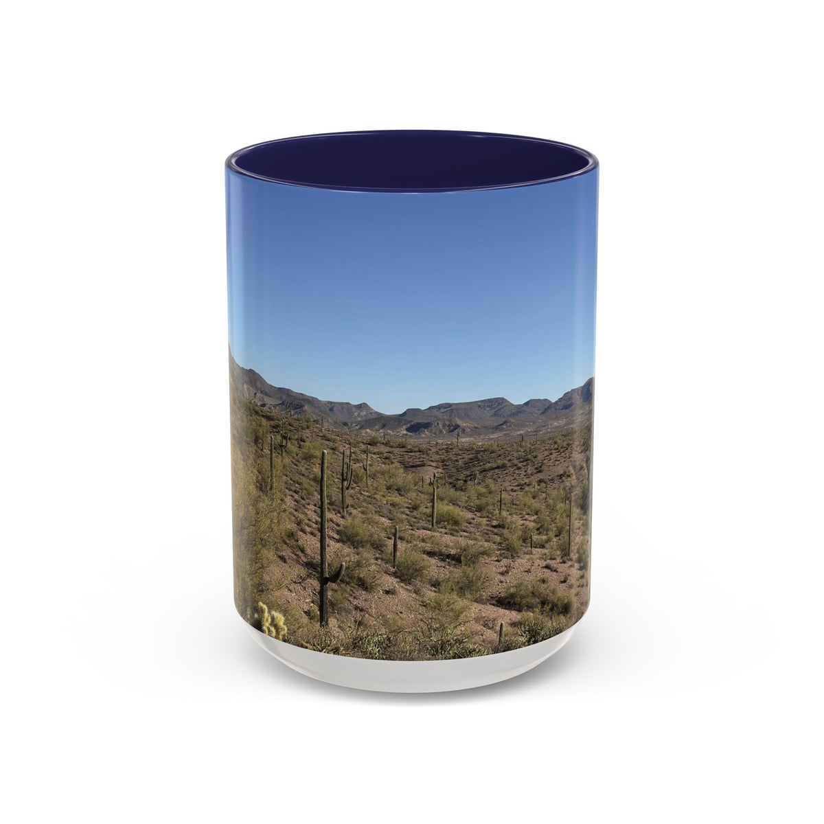 Desert Vista Accent Coffee Mug — Arizona Saguaro Landscape (11/15oz)