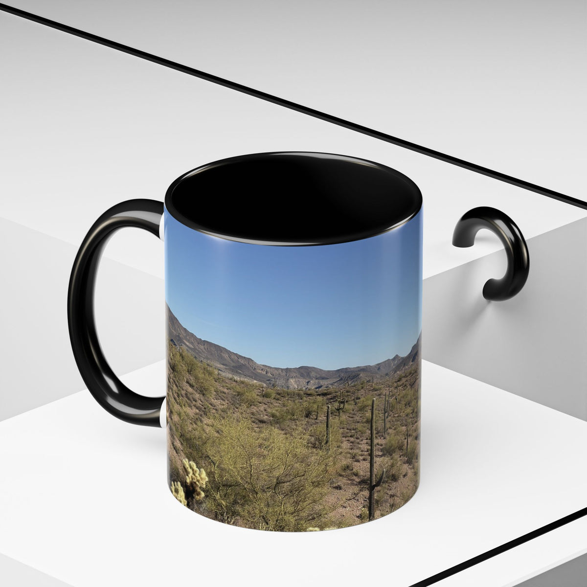 Desert Vista Accent Coffee Mug — Arizona Saguaro Landscape (11/15oz)