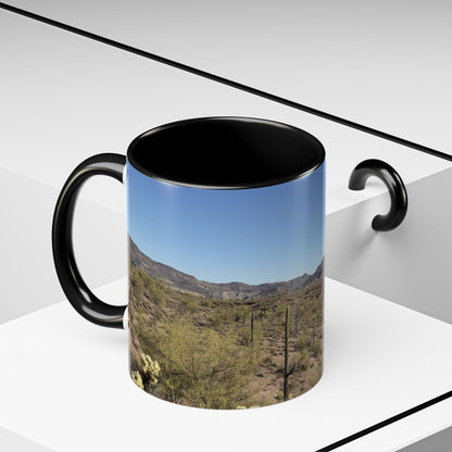 Desert Vista Accent Coffee Mug — Arizona Saguaro Landscape (11/15oz)
