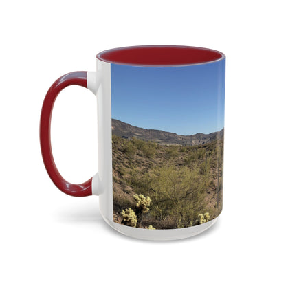 Desert Vista Accent Coffee Mug — Arizona Saguaro Landscape (11/15oz)