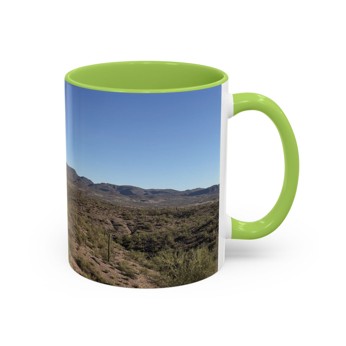 Desert Vista Accent Coffee Mug — Arizona Saguaro Landscape (11/15oz)