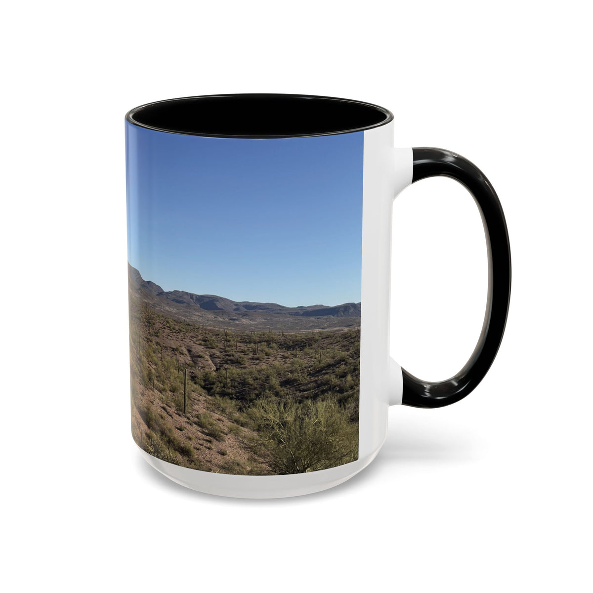 Desert Vista Accent Coffee Mug — Arizona Saguaro Landscape (11/15oz)