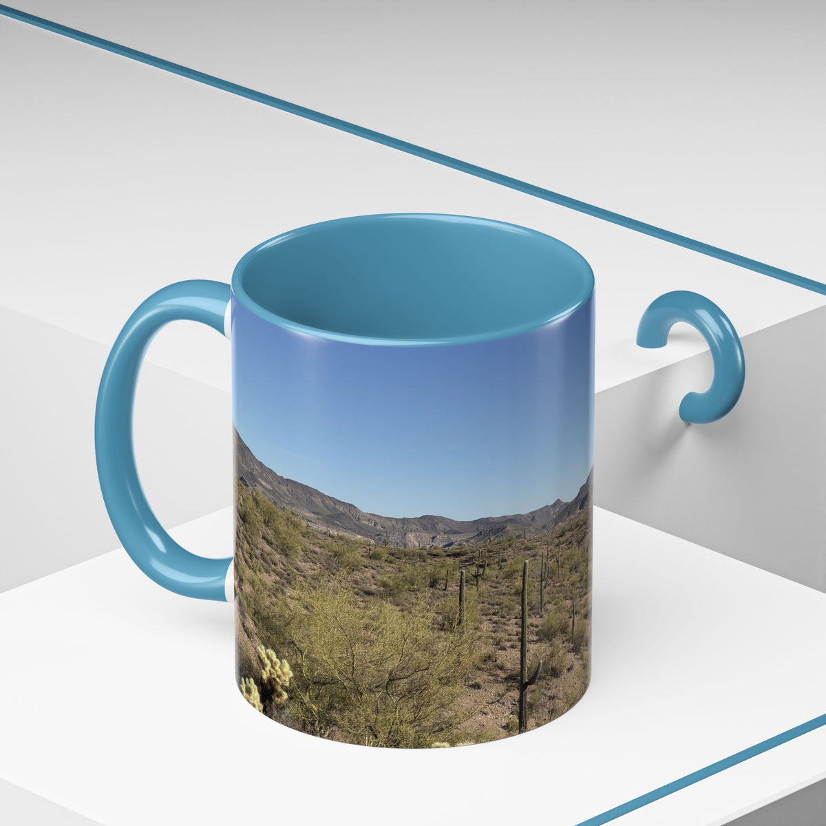 Desert Vista Accent Coffee Mug — Arizona Saguaro Landscape (11/15oz)