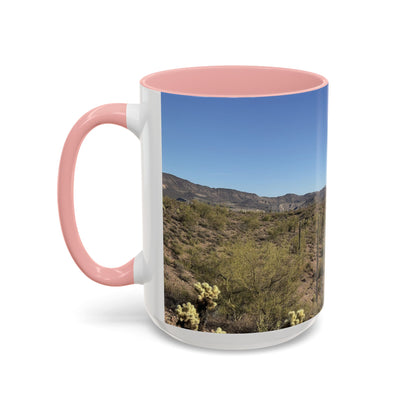 Desert Vista Accent Coffee Mug — Arizona Saguaro Landscape (11/15oz)