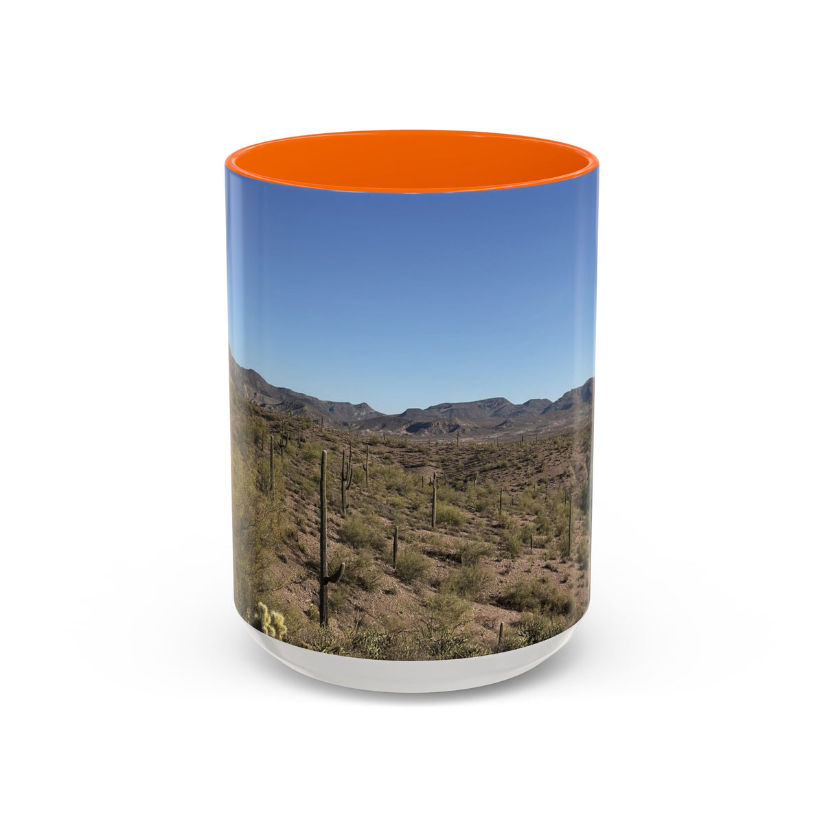 Desert Vista Accent Coffee Mug — Arizona Saguaro Landscape (11/15oz)