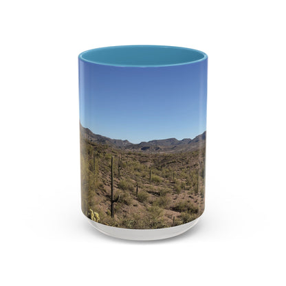 Desert Vista Accent Coffee Mug — Arizona Saguaro Landscape (11/15oz)