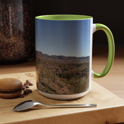 Desert Vista Accent Coffee Mug — Arizona Saguaro Landscape (11/15oz)