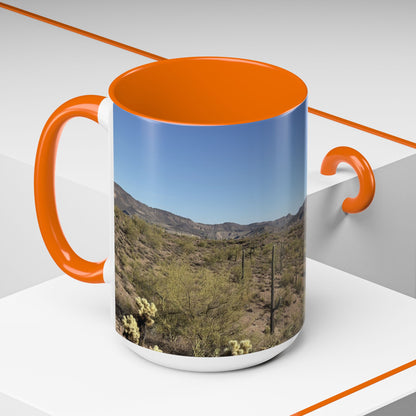 Desert Vista Accent Coffee Mug — Arizona Saguaro Landscape (11/15oz)